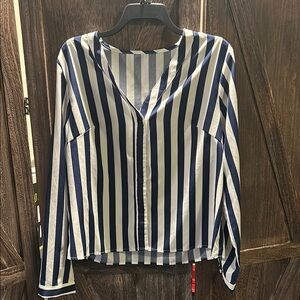 Striped Blue and White Women's Blouse